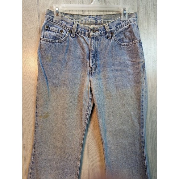 Vintage Levi's 519 Low Rise Flare Women's Junior Size 9M Light Wash Jeans Stain - Picture 2 of 15